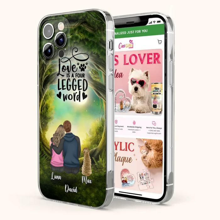 Custom Personalized Couple And Dogs Phone Case - Couple With Upto 5 Dogs - Gift Idea For Couple/Dog Lover - Case For iPhone And Samsung