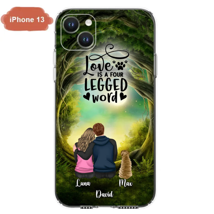 Custom Personalized Couple And Dogs Phone Case - Couple With Upto 5 Dogs - Gift Idea For Couple/Dog Lover - Case For iPhone And Samsung