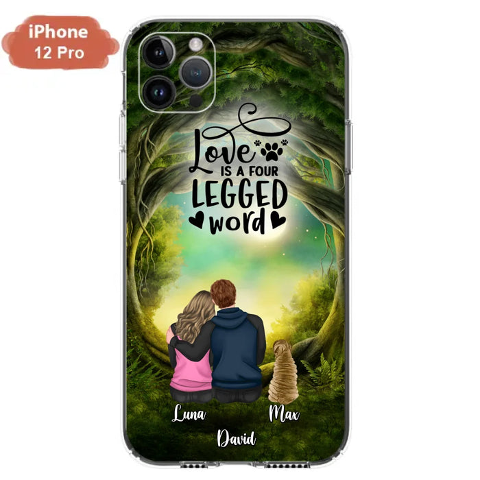 Custom Personalized Couple And Dogs Phone Case - Couple With Upto 5 Dogs - Gift Idea For Couple/Dog Lover - Case For iPhone And Samsung