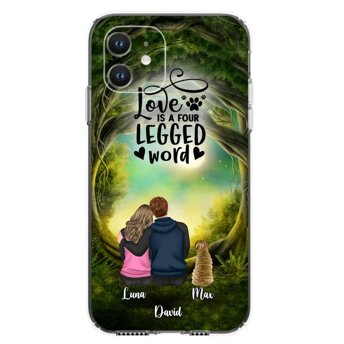 Custom Personalized Couple And Dogs Phone Case - Couple With Upto 5 Dogs - Gift Idea For Couple/Dog Lover - Case For iPhone And Samsung