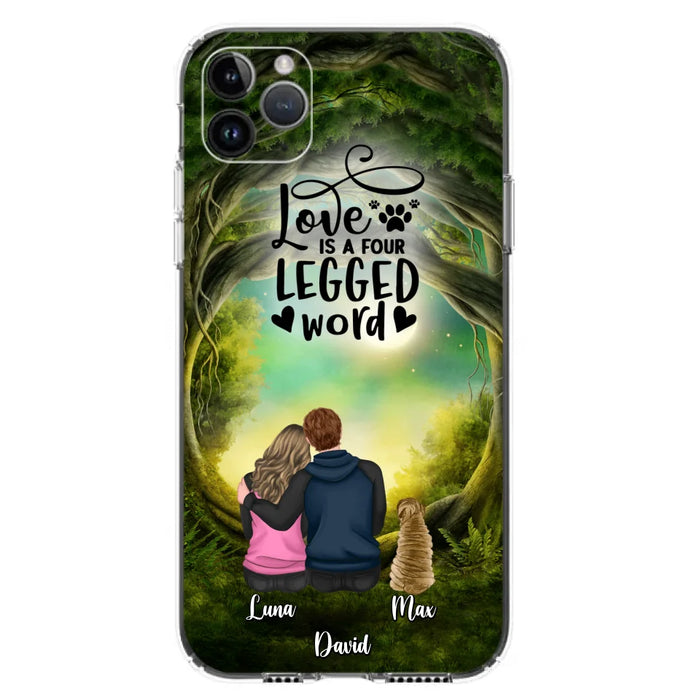 Custom Personalized Couple And Dogs Phone Case - Couple With Upto 5 Dogs - Gift Idea For Couple/Dog Lover - Case For iPhone And Samsung