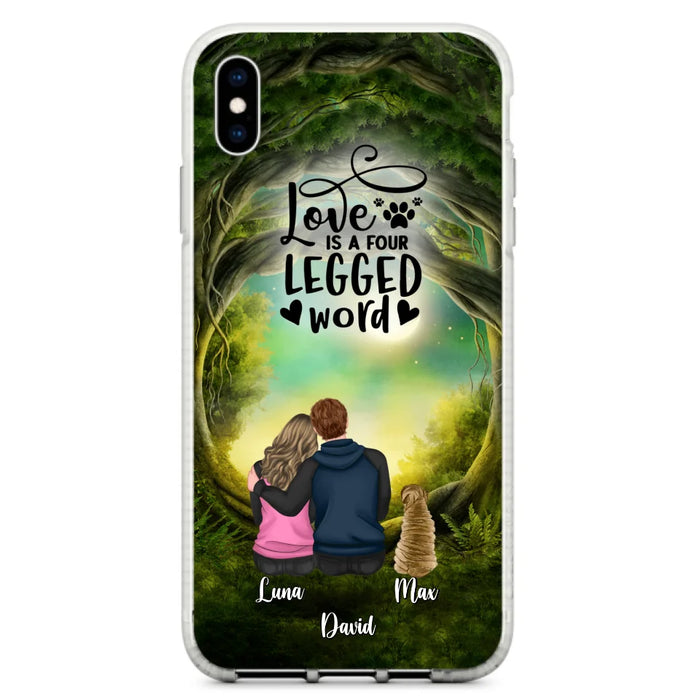 Custom Personalized Couple And Dogs Phone Case - Couple With Upto 5 Dogs - Gift Idea For Couple/Dog Lover - Case For iPhone And Samsung