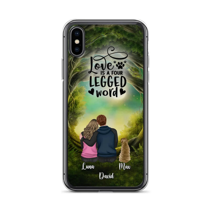 Custom Personalized Couple And Dogs Phone Case - Couple With Upto 5 Dogs - Gift Idea For Couple/Dog Lover - Case For iPhone And Samsung