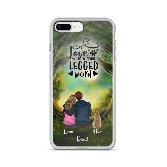 Custom Personalized Couple And Dogs Phone Case - Couple With Upto 5 Dogs - Gift Idea For Couple/Dog Lover - Case For iPhone And Samsung