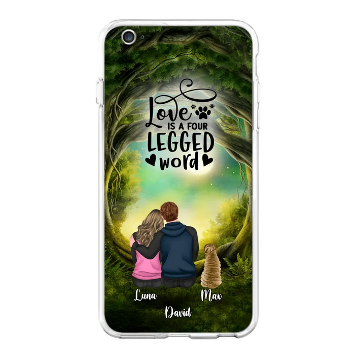 Custom Personalized Couple And Dogs Phone Case - Couple With Upto 5 Dogs - Gift Idea For Couple/Dog Lover - Case For iPhone And Samsung