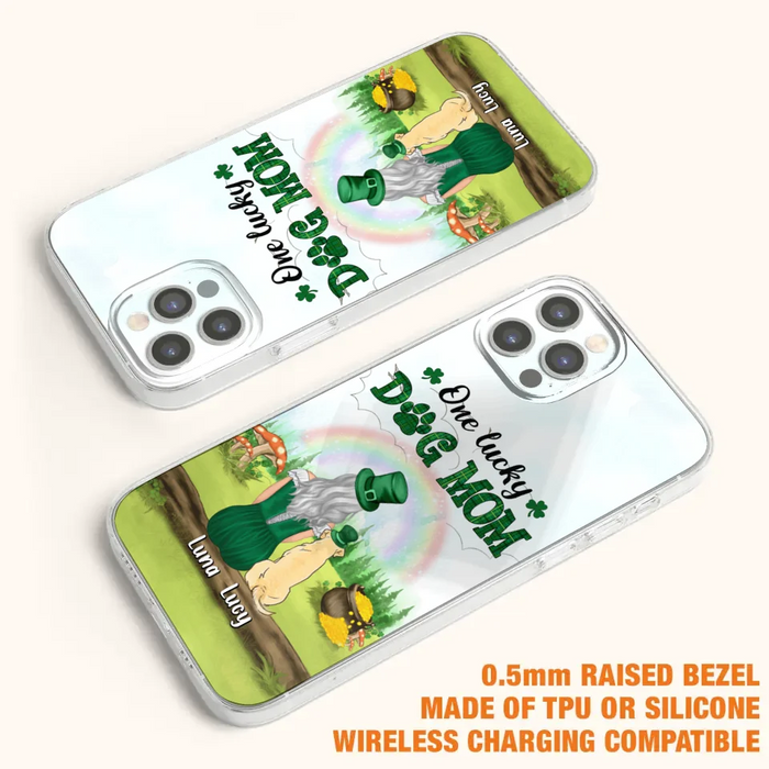 Custom Personalized Dog Mom Phone Case - Upto 4 Dogs - St. Patrick's Day Gift Idea For Dog Lover - Case For iPhone/Samsung