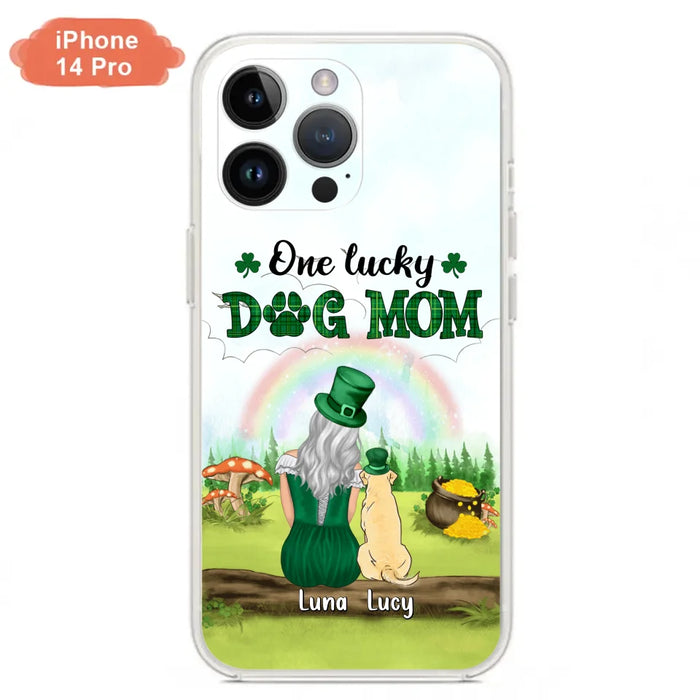 Custom Personalized Dog Mom Phone Case - Upto 4 Dogs - St. Patrick's Day Gift Idea For Dog Lover - Case For iPhone/Samsung