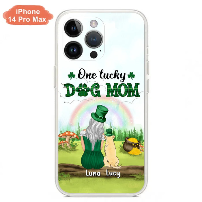 Custom Personalized Dog Mom Phone Case - Upto 4 Dogs - St. Patrick's Day Gift Idea For Dog Lover - Case For iPhone/Samsung