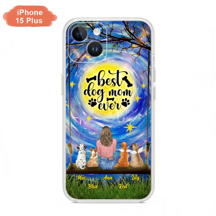 Custom Personalized Dog Mom Phone Case - Upto 4 Dogs - Gift Idea For Dog Lovers - I Love You To the Moon And Back - Case For iPhone/Samsung