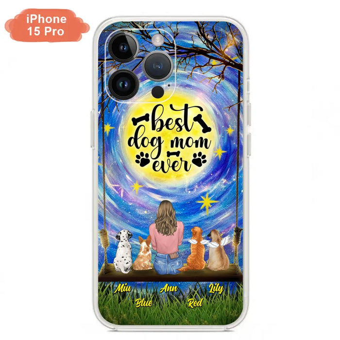 Custom Personalized Dog Mom Phone Case - Upto 4 Dogs - Gift Idea For Dog Lovers - I Love You To the Moon And Back - Case For iPhone/Samsung