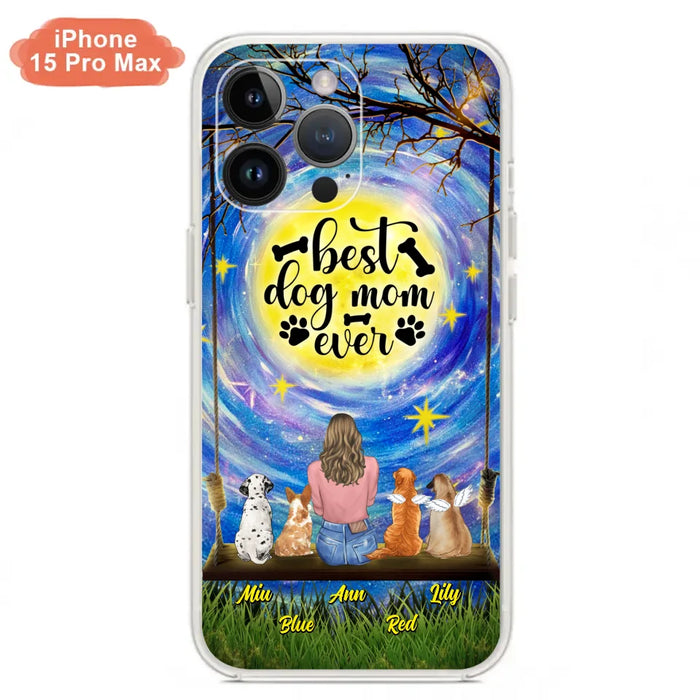 Custom Personalized Dog Mom Phone Case - Upto 4 Dogs - Gift Idea For Dog Lovers - I Love You To the Moon And Back - Case For iPhone/Samsung