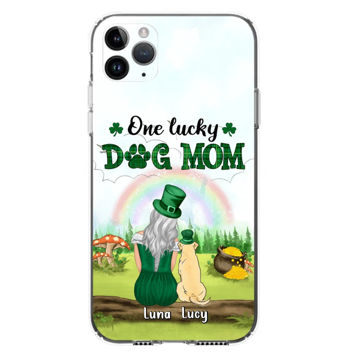 Custom Personalized Dog Mom Phone Case - Upto 4 Dogs - St. Patrick's Day Gift Idea For Dog Lover - Case For iPhone/Samsung