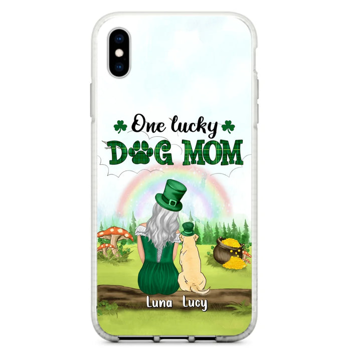 Custom Personalized Dog Mom Phone Case - Upto 4 Dogs - St. Patrick's Day Gift Idea For Dog Lover - Case For iPhone/Samsung