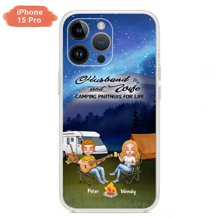 Custom Personalized Guitar Camping Phone Case for iPhone and Samsung - Gift For Camping Lovers, Dog Lovers with up to 2 Dogs - Husband and Wife Camping Partners For Life