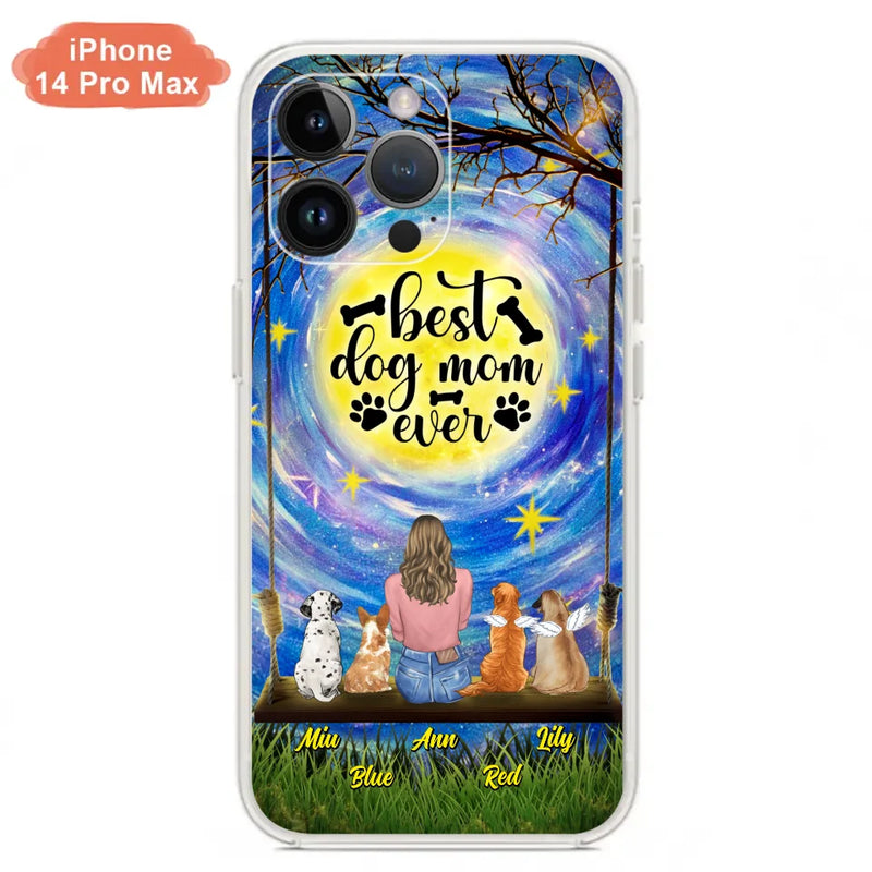 Custom Personalized Dog Mom Phone Case - Upto 4 Dogs - Gift Idea For Dog Lovers - I Love You To the Moon And Back - Case For iPhone/Samsung