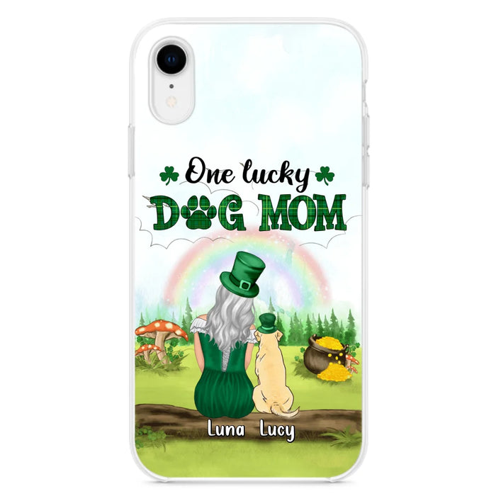 Custom Personalized Dog Mom Phone Case - Upto 4 Dogs - St. Patrick's Day Gift Idea For Dog Lover - Case For iPhone/Samsung