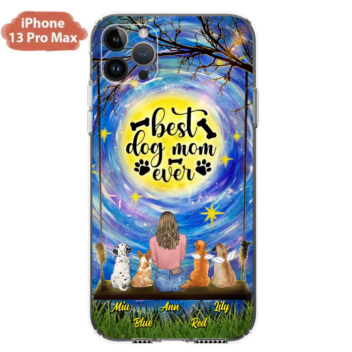 Custom Personalized Dog Mom Phone Case - Upto 4 Dogs - Gift Idea For Dog Lovers - I Love You To the Moon And Back - Case For iPhone/Samsung