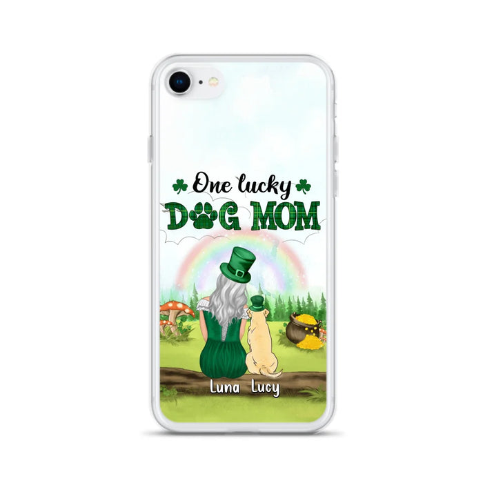 Custom Personalized Dog Mom Phone Case - Upto 4 Dogs - St. Patrick's Day Gift Idea For Dog Lover - Case For iPhone/Samsung