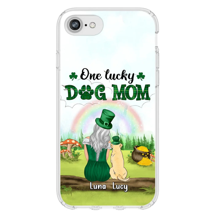 Custom Personalized Dog Mom Phone Case - Upto 4 Dogs - St. Patrick's Day Gift Idea For Dog Lover - Case For iPhone/Samsung