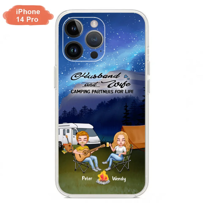 Custom Personalized Guitar Camping Phone Case for iPhone and Samsung - Gift For Camping Lovers, Dog Lovers with up to 2 Dogs - Husband and Wife Camping Partners For Life