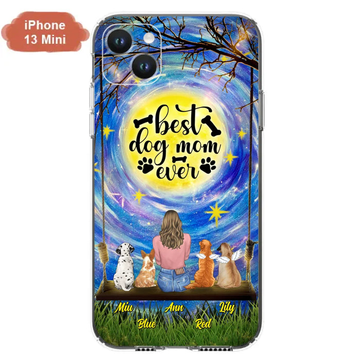 Custom Personalized Dog Mom Phone Case - Upto 4 Dogs - Gift Idea For Dog Lovers - I Love You To the Moon And Back - Case For iPhone/Samsung