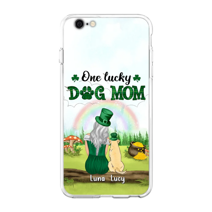 Custom Personalized Dog Mom Phone Case - Upto 4 Dogs - St. Patrick's Day Gift Idea For Dog Lover - Case For iPhone/Samsung