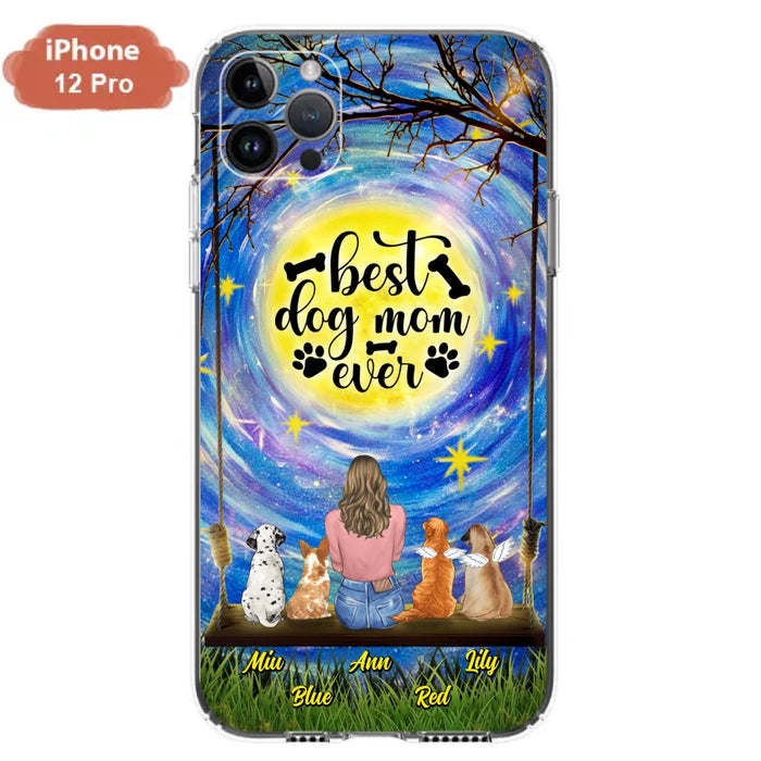 Custom Personalized Dog Mom Phone Case - Upto 4 Dogs - Gift Idea For Dog Lovers - I Love You To the Moon And Back - Case For iPhone/Samsung