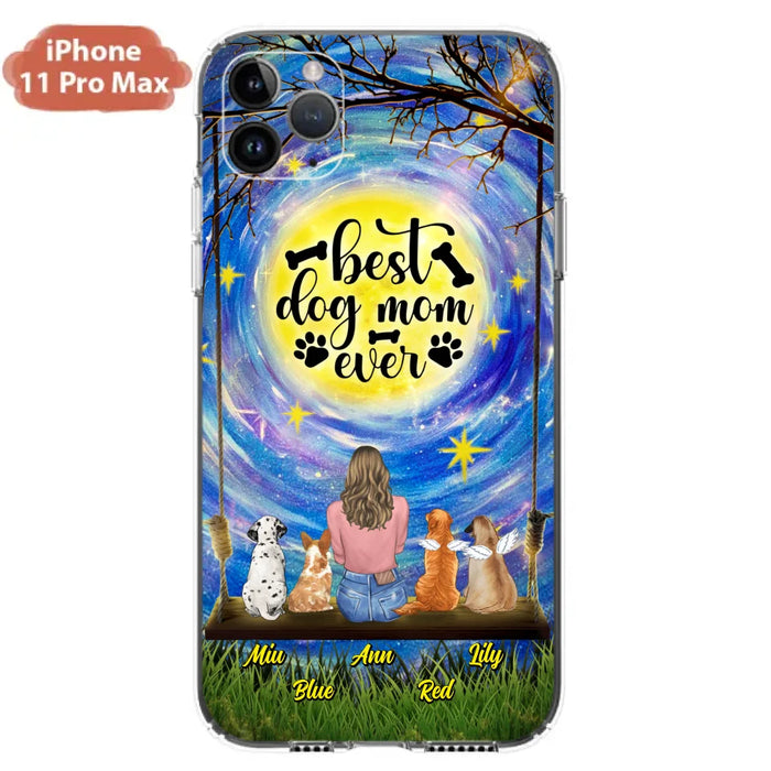 Custom Personalized Dog Mom Phone Case - Upto 4 Dogs - Gift Idea For Dog Lovers - I Love You To the Moon And Back - Case For iPhone/Samsung