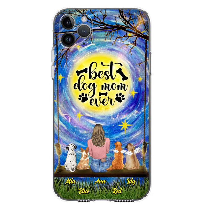 Custom Personalized Dog Mom Phone Case - Upto 4 Dogs - Gift Idea For Dog Lovers - I Love You To the Moon And Back - Case For iPhone/Samsung