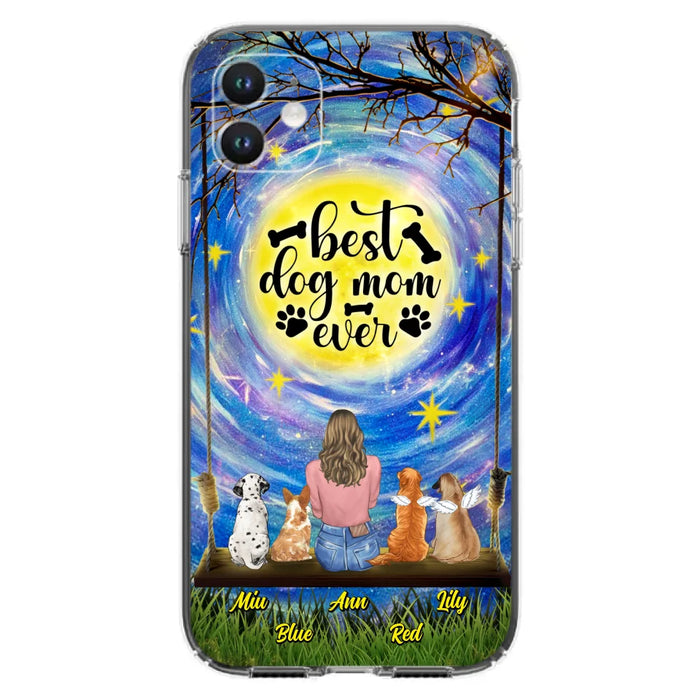 Custom Personalized Dog Mom Phone Case - Upto 4 Dogs - Gift Idea For Dog Lovers - I Love You To the Moon And Back - Case For iPhone/Samsung