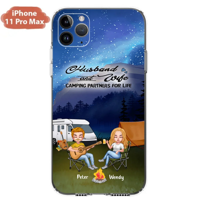 Custom Personalized Guitar Camping Phone Case for iPhone and Samsung - Gift For Camping Lovers, Dog Lovers with up to 2 Dogs - Husband and Wife Camping Partners For Life