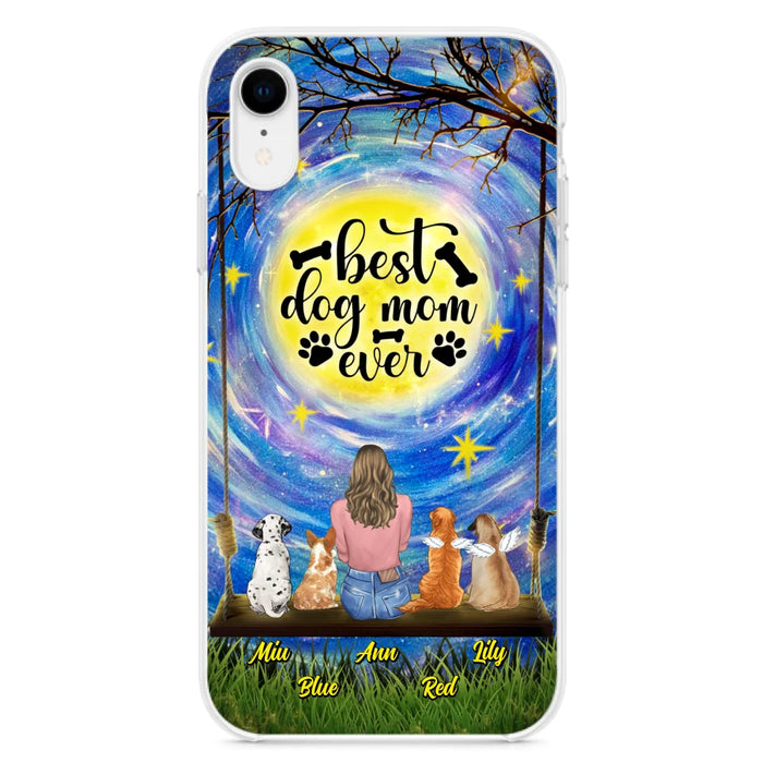 Custom Personalized Dog Mom Phone Case - Upto 4 Dogs - Gift Idea For Dog Lovers - I Love You To the Moon And Back - Case For iPhone/Samsung