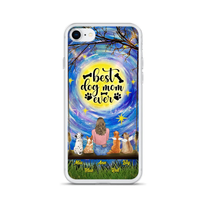 Custom Personalized Dog Mom Phone Case - Upto 4 Dogs - Gift Idea For Dog Lovers - I Love You To the Moon And Back - Case For iPhone/Samsung