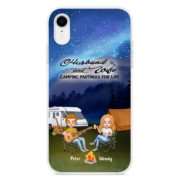 Custom Personalized Guitar Camping Phone Case for iPhone and Samsung - Gift For Camping Lovers, Dog Lovers with up to 2 Dogs - Husband and Wife Camping Partners For Life