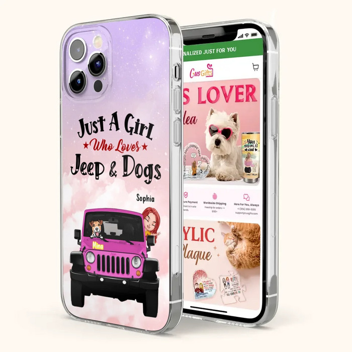 Custom Personalized Dog Mom & Off-road Phone Case- Up to 5 Dogs - Best Gift For Dog Lovers/Mother's Day - Just A Girl - Cases For iPhone And Samsung