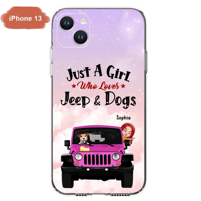 Custom Personalized Dog Mom & Off-road Phone Case- Up to 5 Dogs - Best Gift For Dog Lovers/Mother's Day - Just A Girl - Cases For iPhone And Samsung