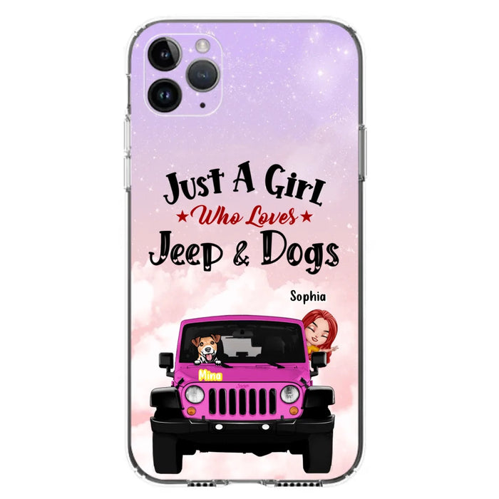 Custom Personalized Dog Mom & Off-road Phone Case- Up to 5 Dogs - Best Gift For Dog Lovers/Mother's Day - Just A Girl - Cases For iPhone And Samsung