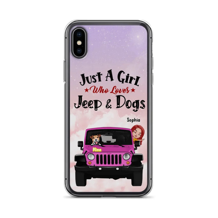 Custom Personalized Dog Mom & Off-road Phone Case- Up to 5 Dogs - Best Gift For Dog Lovers/Mother's Day - Just A Girl - Cases For iPhone And Samsung