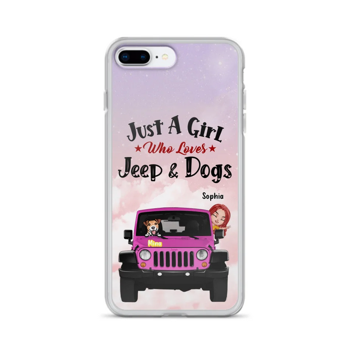 Custom Personalized Dog Mom & Off-road Phone Case- Up to 5 Dogs - Best Gift For Dog Lovers/Mother's Day - Just A Girl - Cases For iPhone And Samsung