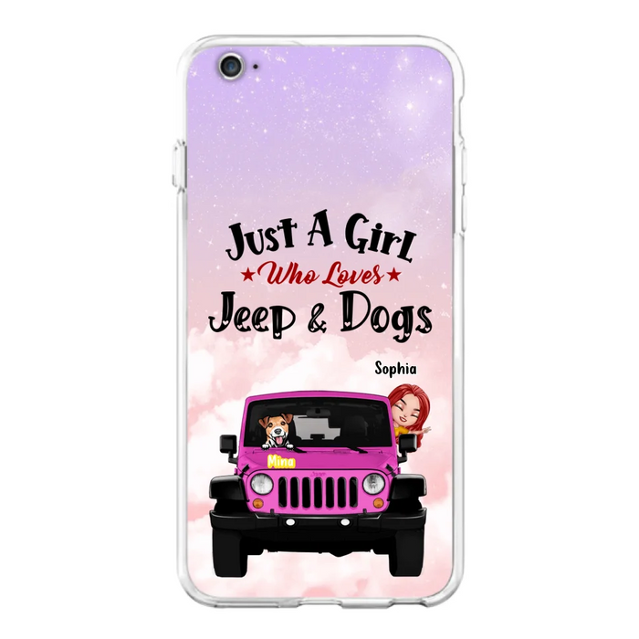 Custom Personalized Dog Mom & Off-road Phone Case- Up to 5 Dogs - Best Gift For Dog Lovers/Mother's Day - Just A Girl - Cases For iPhone And Samsung