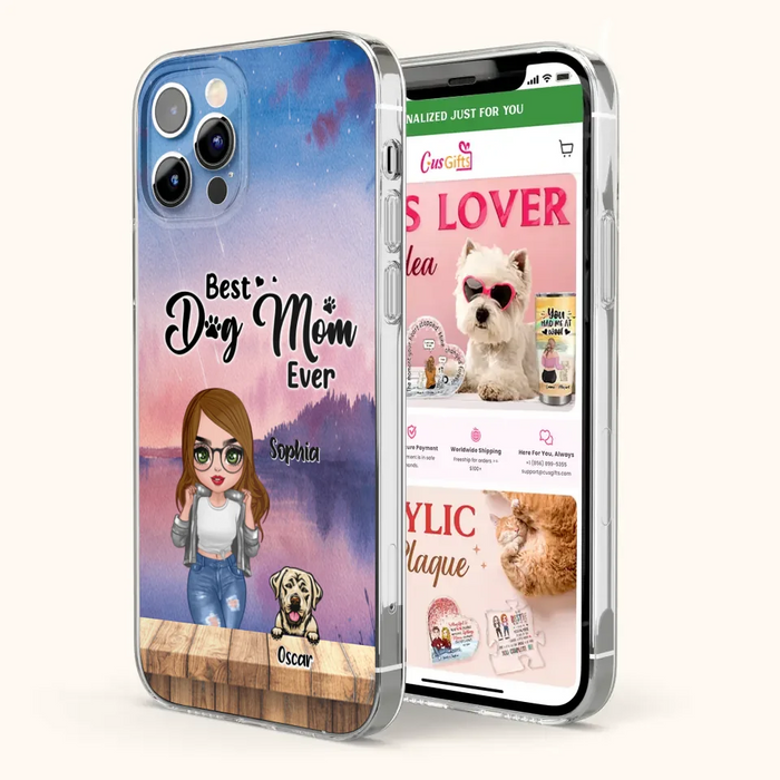 Personalized Dog Mom Chibi Front Phone Case - Gifts For Dog Lover With Up to 4 Dogs - Best Dog Mom Ever - Case For iPhone And Samsung