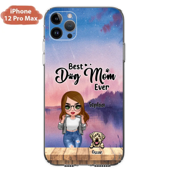 Personalized Dog Mom Chibi Front Phone Case - Gifts For Dog Lover With Up to 4 Dogs - Best Dog Mom Ever - Case For iPhone And Samsung