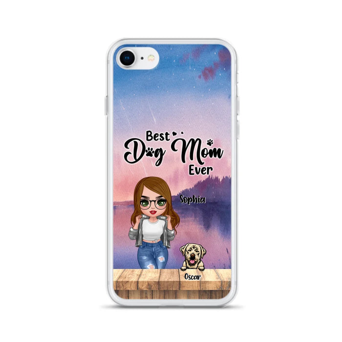 Personalized Dog Mom Chibi Front Phone Case - Gifts For Dog Lover With Up to 4 Dogs - Best Dog Mom Ever - Case For iPhone And Samsung