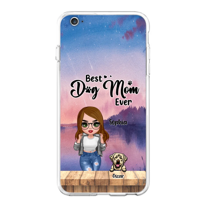 Personalized Dog Mom Chibi Front Phone Case - Gifts For Dog Lover With Up to 4 Dogs - Best Dog Mom Ever - Case For iPhone And Samsung