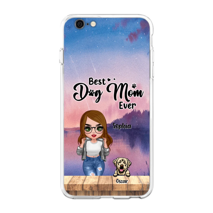 Personalized Dog Mom Chibi Front Phone Case - Gifts For Dog Lover With Up to 4 Dogs - Best Dog Mom Ever - Case For iPhone And Samsung