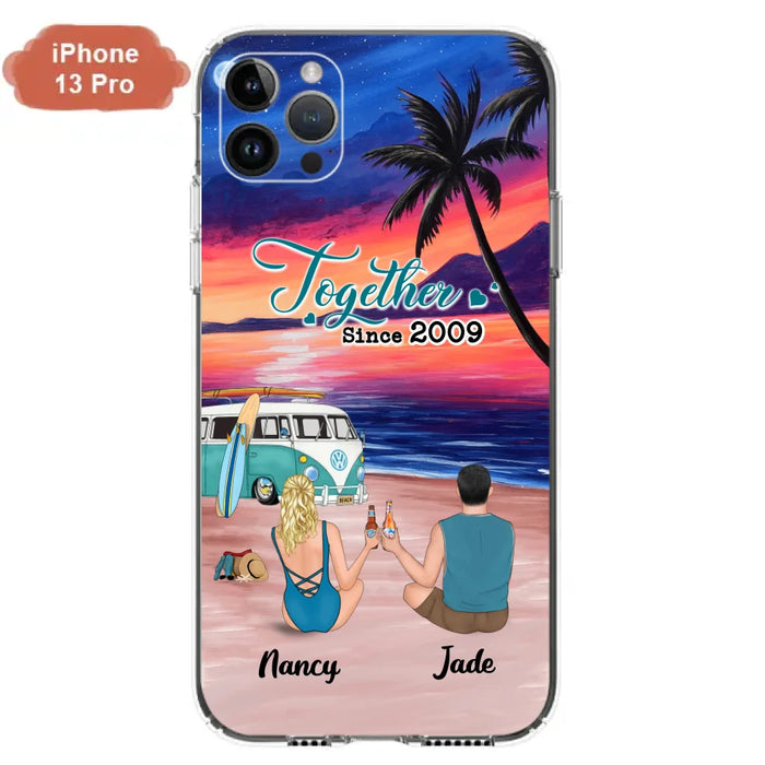 Personalized Beach Camping Phone Case - Gifts For Camping/Dog/Cat Lover With Up to 3 Kids And 3 Pets - This Is Our Happy Place - Case For iPhone And Samsung