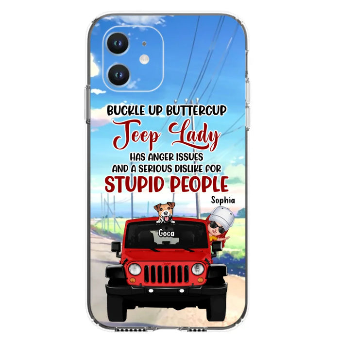 Custom Personalized Off-road Lady Phone Case - Upto 5 Dogs - Gift Idea For Dog/Off-road Lover - Buckle Up Buttercup - Case For iPhone/Samsung