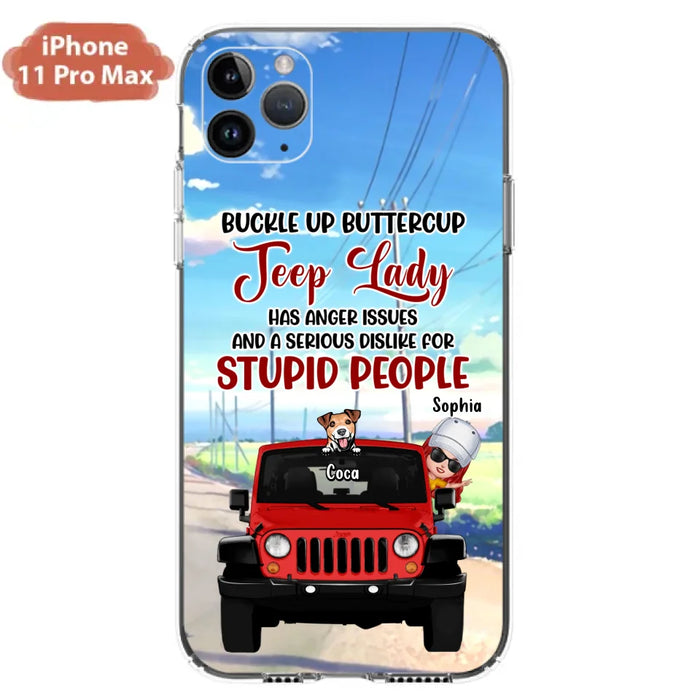 Custom Personalized Off-road Lady Phone Case - Upto 5 Dogs - Gift Idea For Dog/Off-road Lover - Buckle Up Buttercup - Case For iPhone/Samsung