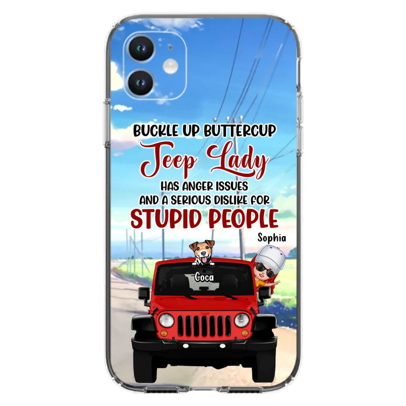Custom Personalized Off-road Lady Phone Case - Upto 5 Dogs - Gift Idea For Dog/Off-road Lover - Buckle Up Buttercup - Case For iPhone/Samsung