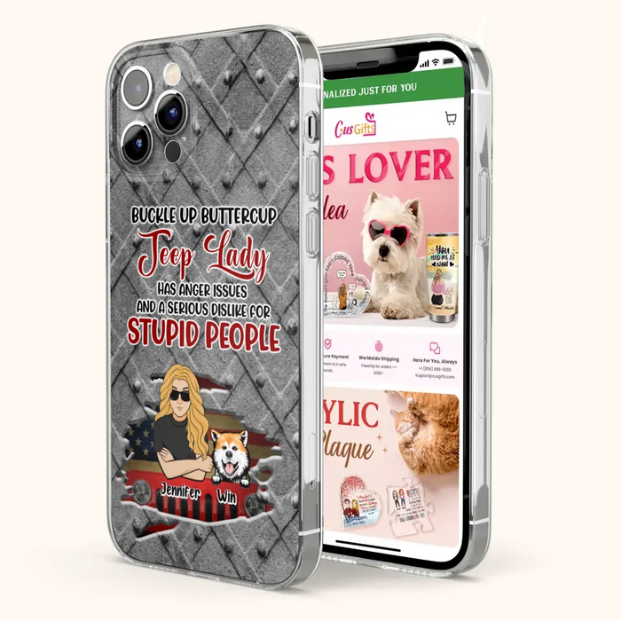 Custom Personalized Off-road Dog Lady Phone Case - Up to 4 Dogs - Gift Idea For Dogs Lover - Off-road Lady Has Anger Issues And A Serious Dislike - Case For iPhone And Samsung